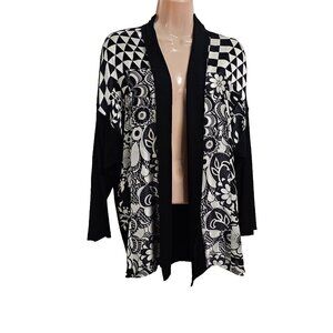 Harari Open Front Jacket Women Size M Black/White